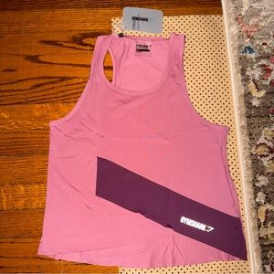 🆕 NWT Gymshark Women's Pink Gymshark Asymmetric Vest Tank Top - XS